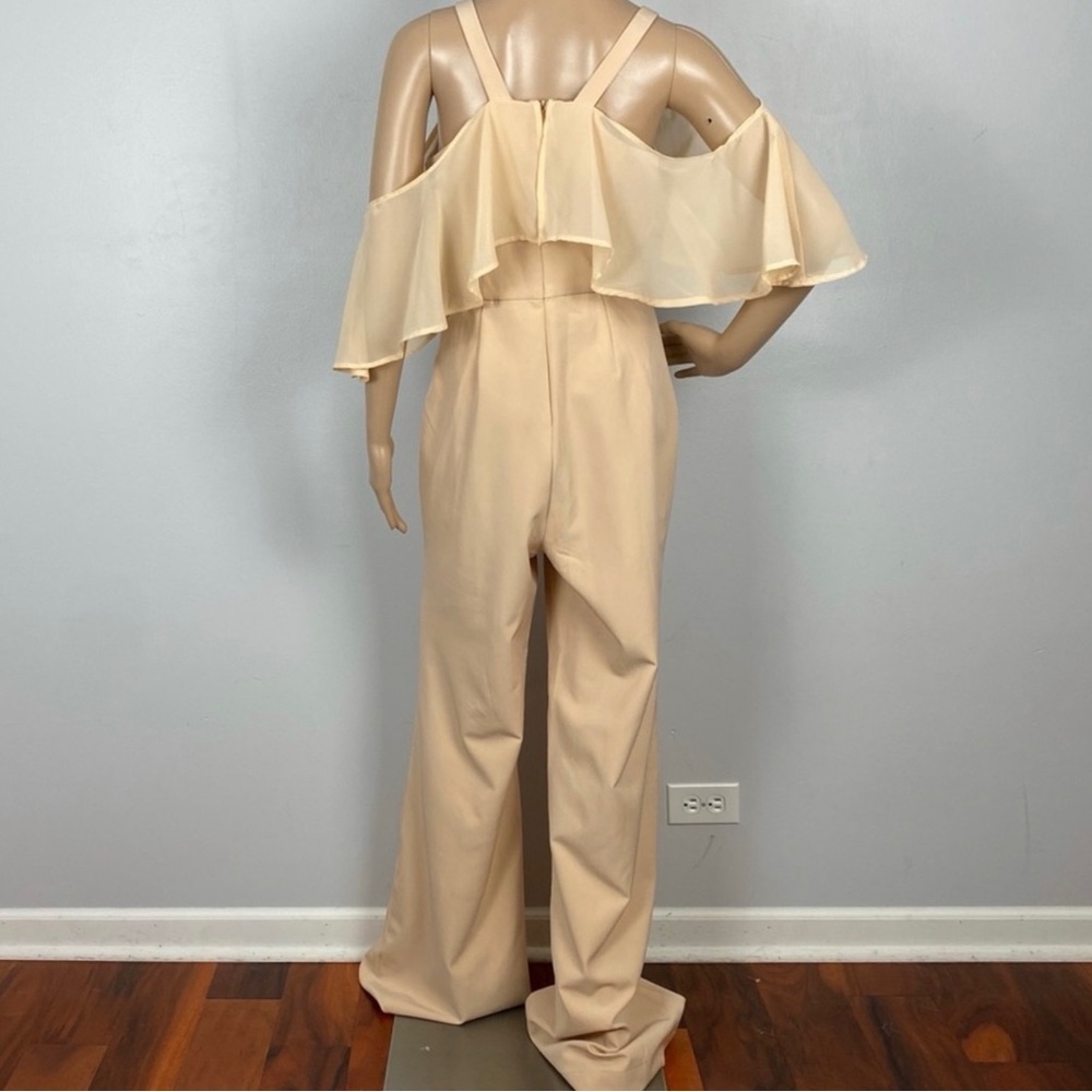 NEW JAY X JAYGODFREY BEIGE COLD-SHOULDER JUMPSUIT - Picture 6 of 6